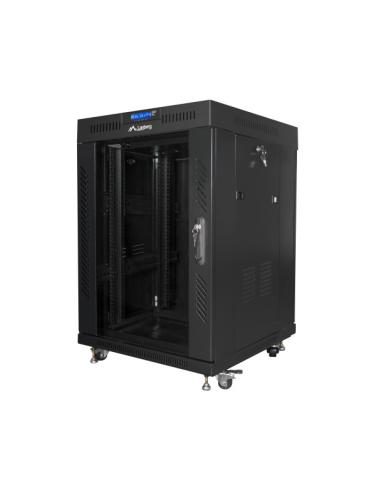 ARMOIRE PORTE-PORTE EN VERRE NOIR EN RACK LANBERG 19" 15U 600X600 AVEC ÉCRAN LCD