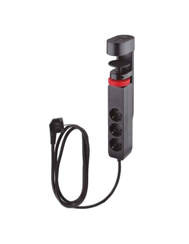 DESKTOP MULTIPLE BASE 3T + 2 USB A + 1 USB Typ C + Int (3x1.5mm) 1.4m Schwarz