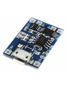 TP4056 MÓDULO MICRO-USB 5V DE 1 AMPER. CARREGADOR DE BATERIAS DE LÍTIO 18650 COM PROTEÇÃO