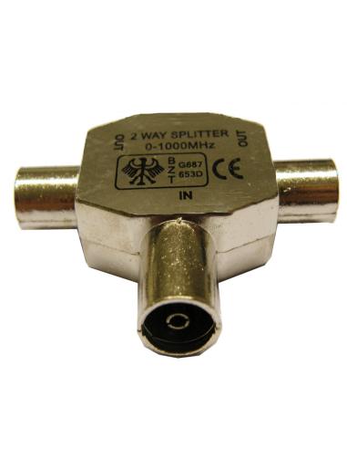 DISTRIBUIDOR COAXIAL TIPO "T" 2 MACHOS-1 FÊMEA