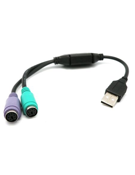 LIGAÇÃO USB PARA MACHO - 2 x MINIDIN 6P H (PS2) 0,2m