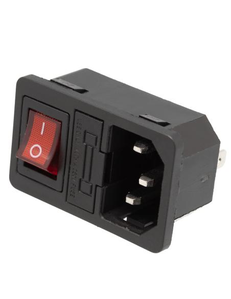 CONNECTEUR DE CHÂSSIS DE BASE IEC320 C14 + INTERRUPTEUR LUMINEUX + FUSIBLE