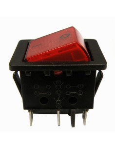INTERRUPTOR LUMINOSO 6P (DPDT) ON-ON 250V 10A ROJO