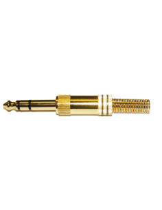 CONECTOR JACK ESTÉREO DE 6,35 MM MACHO DOURADO PRETO
