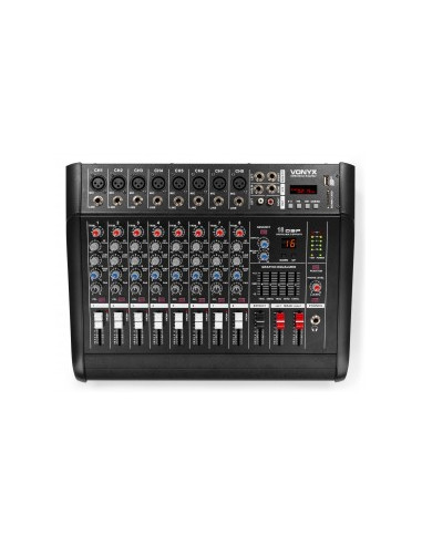 MEZCLADOR DE 8 CANALES CON AMPLIFICADOR DSP/BT/SD/USB/MP3 AM8A