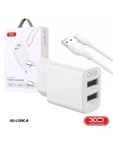 CARGADOR USB TIPO C 2,4A 2 SALIDAS C/CABLE TIPO C