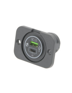 BASE ADAPTADOR USB 3.0+USB-C PD 36W IP65 ENTRADA 12Vdc